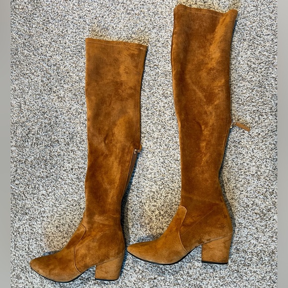 Marlo Tan Over The Knee Suede Leather Boots - Picture 4 of 6